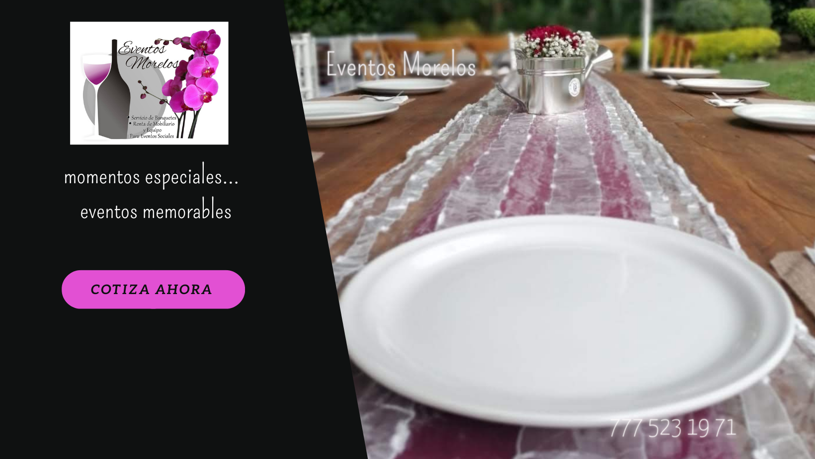 Portada de Eventos Morelos con mesa elegante para evento